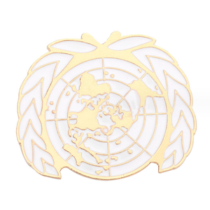 Épinglette personnalisée DFB102 avec logo des Nations Unies en émail dur, épinglette dorée en forme de couronne, épinglette du monde - Product Image 5
