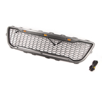 Rejilla Delantera de Repuesto Negra de ABS con Luces LED, Rejilla de Malla de Panal Compatible con el Estilo Raptor F150 1995-2003