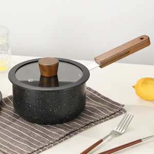 مجموعة أواني طهي صحية غير لاصقة من الفولاذ المقاوم للصدأ 410 ثلاثي الطبقات بتصميم بسيط، تشمل قدر للحساء وقدر للحليب بمقابض خشبية آمنة للطعام - Product Image 5