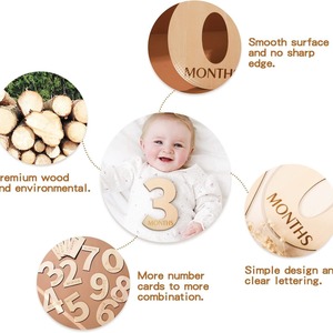 In-stock wooden <b>milestone</b> digital monthly <b>cards</b> for baby's growth, photo props, and birthday decorations. - Product Image 3