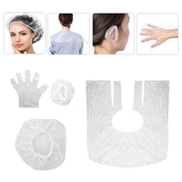 Cape de coupe-cheveux en plastique jetable, 100 pièces, Kit de coloration de cheveux avec casquette jetable, gants PE