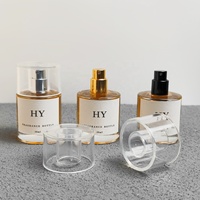 Flacon de parfum de luxe 30 ml en verre transparent, vide, à sertir facilement, avec pulvérisateur et diffuseur à bâtonnets, capuchon transparent, sérigraphie