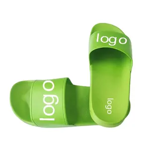2023 도매 실내 야외 슬리퍼 여성 신발 OEM 녹색 슬라이드 신발 샌들 PVC 사용자 정의 로고 슬리퍼