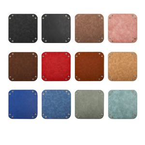 Plateau à dés carré pliable en similicuir, minimaliste et portable, organisateur <span class=keywords><strong>de</strong></span> bijoux, rangement pour jeux <span class=keywords><strong>de</strong></span> société, clés, téléphone, lunettes <span class=keywords><strong>de</strong></span> soleil - Product Image 5