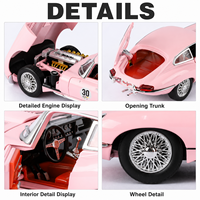 Voiture miniature E-Type à rétrofriction avec effets sonores et lumineux, emballage en boîte colorée, présentoir décoratif