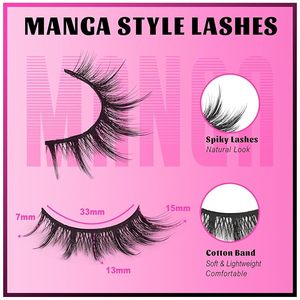 Pestañas Postizas Reutilizables con Efecto Spiky de Marca Privada, Kit <span class=keywords><strong>Sunny</strong></span>, Estilo <span class=keywords><strong>Manga</strong></span> Anime, Pelo Sintético 3D, Semimanuales, con Aspecto Natural - Product Image 2