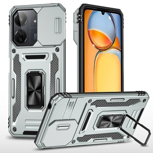 Funda para <span class=keywords><strong>Xiaomi</strong></span> <span class=keywords><strong>Redmi</strong></span> 13C 12 9A 9C A1 + / 12 Pro 11T Pro Slide Camera Ring Stand Armor Protección anticaída Kickstand Cover - Product Image 1