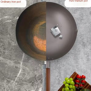 <span class=keywords><strong>Wok</strong></span> <span class=keywords><strong>japonais</strong></span> ultra-léger en titane pur antiadhésif avec manche en bois, léger, sans fluorure, pour sauté - Product Image 6