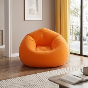 Divano Gonfiabile Pieghevole Moderno a Forma di Pallone da Calcio in PVC Floccato, Poltrona Gonfiabile Relax - Product Image 1