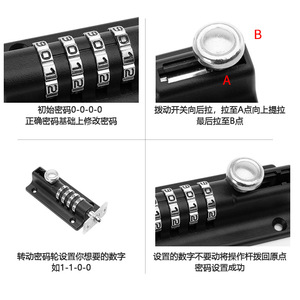 Cerradura de Combinación Metálica Jinhao, Aleación de Zinc Negra y Plateada, Antirrobo, Ferretería para el Hogar, Cerradura Mecánica - Product Image 3