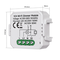 Módulo de interruptor WiFi inteligente Tuya, interruptor de atenuación para control de luz de hogar inteligente, relé de disyuntor