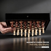 Nouvel ensemble d'échecs magnétique en bois de qualité supérieure, échecs de table en bois de haute qualité avec rangement à tiroir, jeu d'échecs éducatif, jeu de société