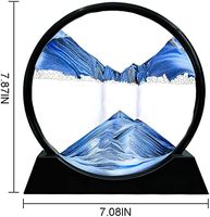 Verre rond 3D mer profonde en mouvement affichage coulant cadre de sable relaxant bureau maison bureau travail décor