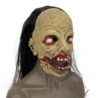Masque en latex effrayant pour Halloween, masque de visage de fantôme d'horreur pour Halloween, masque de visage vert laid à cheveux longs pour la décoration de fête d'Halloween