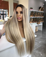 Perruques en cheveux humains Allure Romance, lisses et soyeuses, avec mèches blondes, dentelle frontale, cuticules alignées, cheveux vierges, prix de gros