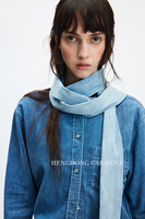Jaket Kemeja Denim Wanita Kustom 100% Katun Benang Halus Kancing Depan Kasual Mantel Denim Musim Gugur Dengan Syal Lepas Pasang