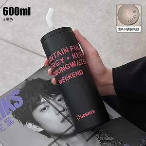 Termo de Acero Inoxidable 304, Color Negro y Rosa, Taza con Pajita, <span class=keywords><strong>para</strong></span> Fiestas, Estudiantes, Trabajadores de Oficina, Botella de Agua <span class=keywords><strong>para</strong></span> <span class=keywords><strong>Parejas</strong></span> - Product Image 3