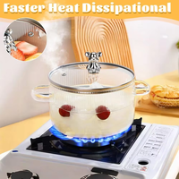 LOMATO – Nouvelle marmite à soupe en verre borosilicate épais, design ours mignon, deux anses, bol à nouilles, pot à lait, compatible induction