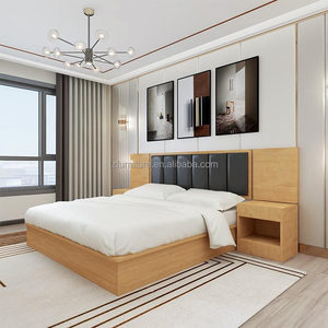 3 Star Hotel Wooden <b>Bed</b> <b>Frame</b> Customized Twin <b>Queen</b> <b>Size</b> Simple Wood Platform <b>Bed</b> for Hotel Guest Room Furniture - Product Image 2