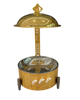 Chauffe-Plat Professionnel FULAIXIN en Acier Inoxydable Doré 8L à Carburant pour Buffets de Mariage, Hôtels et Banquets avec Couvercle Suspendu