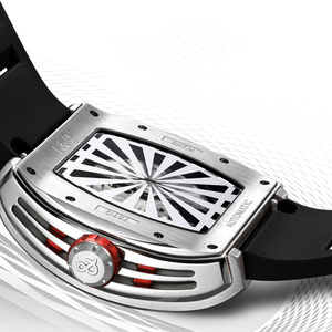 I&W 카니발 럭셔리 속이 빈 토노형 케이스 고무 스트랩 비즈니스 패션 기계식 시계 (남성용, 포인터 다이얼) - Product Image 4