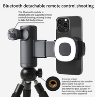 Poignée de téléphone extensible pour selfie avec lumière tricolore et télécommande sans fil, poignée de déclencheur magnétique pour smartphone pour vlog