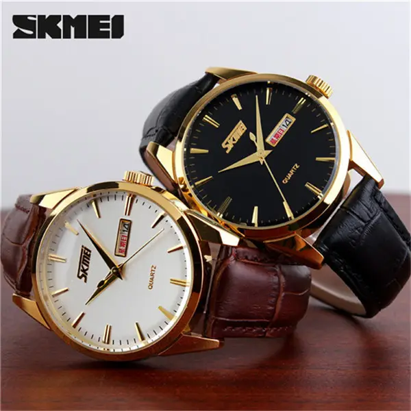 montre homme SKMEI 9073 luxury business quartz men low moq wrist watch band wholesale leather watches for couple