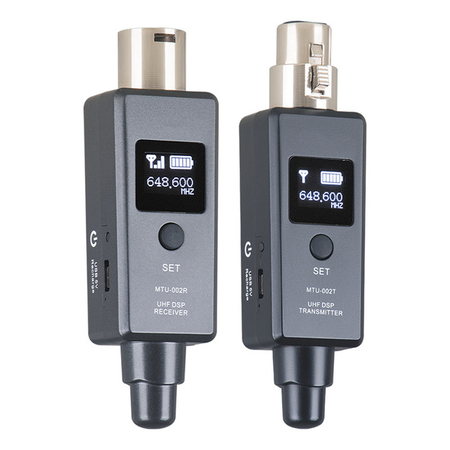 2.4GHz Wireless XLR Microphone Transmitter Receiver Plug-on Mic Adapter Wireless Microphone System for Dynamic Microphones Audio
