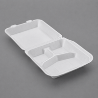 Boîte à lunch jetable en mousse T83S de 8 pouces à 3 compartiments, boîte d'emballage pour hamburger, boîte à hamburger biodégradable pour la restauration rapide