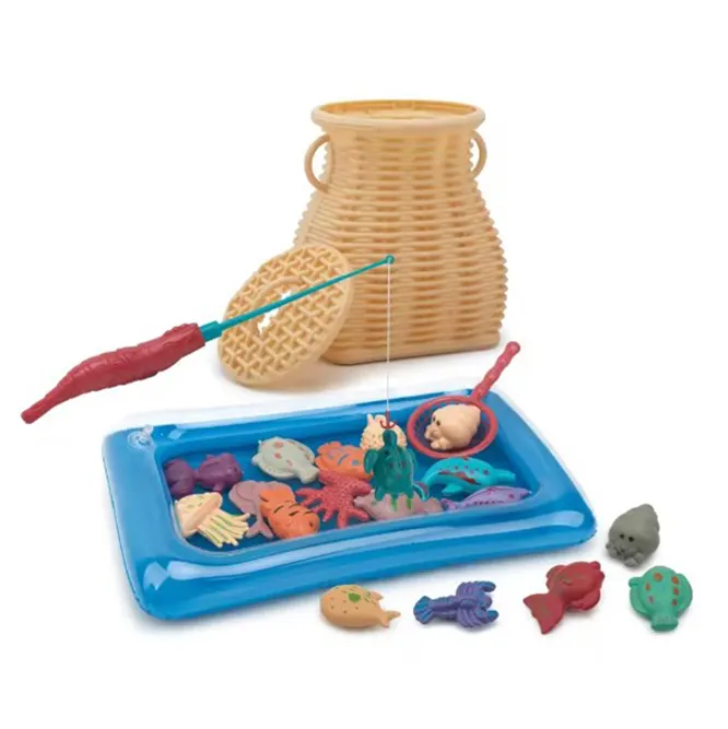 Educativo gonfiabile piscina di plastica di simulazione di bambù cesto Set magnetico piccolo gioco di pesca giocattolo per il bambino