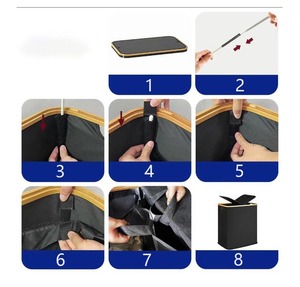 Personnalisation Grand bac de recyclage de cuisine en bambou noir gris Stockage de bouteille Panier de bouteille de recyclage - Product Image 5