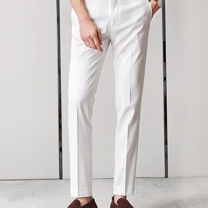 Autunno nuovi pantaloni da uomo bianchi da uomo pantaloni da lavoro formale Casual da uomo pantaloni dritti Slim Fit - Product Image 2