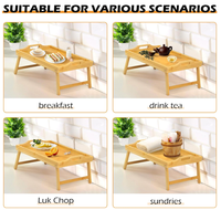 Table de lit en bambou avec pieds pliables et poignée, plateau de service pour le petit-déjeuner, bureau pour ordinateur portable pour lit ou canapé
