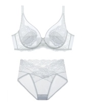 Ensemble de lingerie sexy transparente pour femme, soutien-gorge grande taille respirant, style fin, avec effet push-up et anti-affaissement, pour poitrines généreuses, modèle international