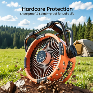 Ventilateur portable de <span class=keywords><strong>camping</strong></span> extérieur haute performance avec <span class=keywords><strong>batterie</strong></span> lithium polymère intégrée, 4 vitesses, design pliable, fonction power bank et éclairage LED pour la maison - Product Image 6