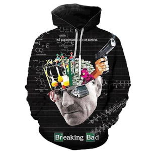 White Hoodie <b>Men's</b> Black Printed Casual Sweatshirt with Chemical Design and Back Quote Control Is An Illusion - Product Image 6