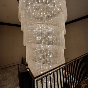 Lámpara colgante de fábrica, lámpara colgante de techo moderna decorativa para restaurante de Hotel dorado, Araña de lujo de cristal redondo elegante - Product Image 1