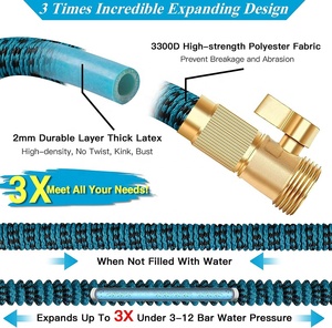 50ft Rubber Watering Hoses Lawn 10 Function Nozzle Expandable Lightweight No-Kink Flexible Double Latex Core - Product Image 2