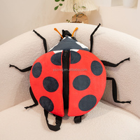 Sac à dos en peluche insecte coccinelle dessin animé drôle et créatif, marron et vert, vente en gros