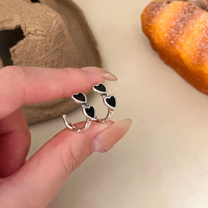 Yinruitai S925 Sterling <b>Silver</b> Heart <b>Stud</b> Earrings For Women Everyday Wear Elegant Design - Product Image 2