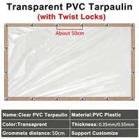 Bâche de protection transparente en PVC pour extérieur 0,35 mm/0,55 mm avec attaches torsadées, imperméable, pour pergola, porche, gazebo