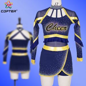 EE. UU. Azul marino High School Rhinestones LOGO Cheerleading Uniforms Adulto <span class=keywords><strong>Invierno</strong></span> Cheerleader Costume - Product Image 1