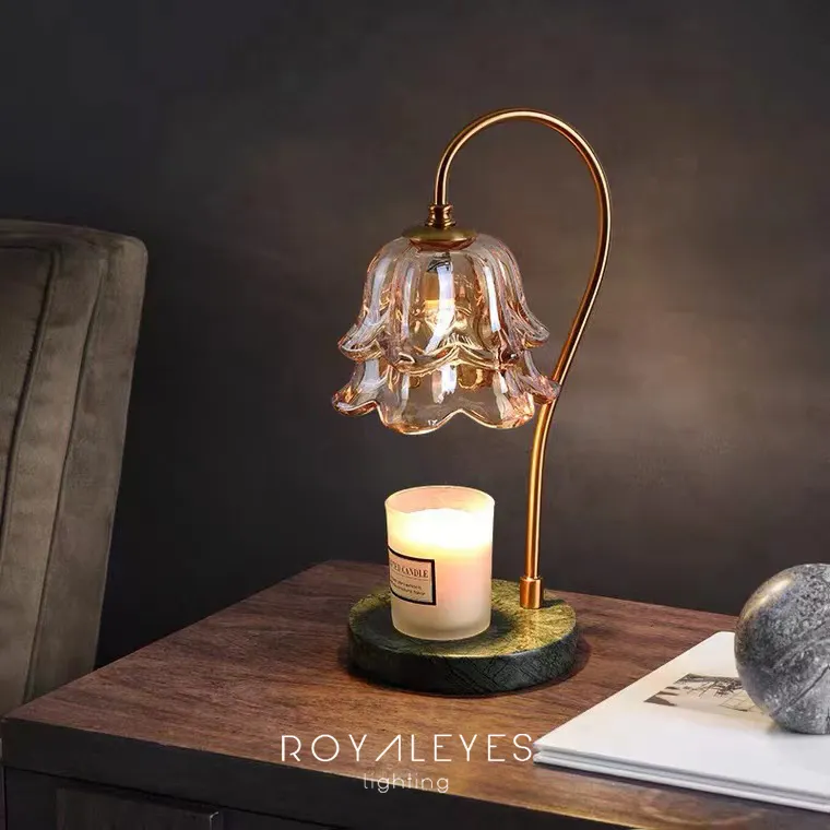 Romantic European Style Wedding Gift Bedside Sleeper Scented Wax Desk light Aid Candle Warmer Table Lamp GU10 Dimming Wood Base