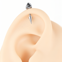 Labret en titane ASTM F136 pour enfant, motif oreille de chat, à filetage interne, avec pointe triangulaire en zircone cubique et boule, pour cartilage et tragus, style mode