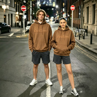 Sweat à capuche unisexe en coton épais de qualité supérieure, imprimé en relief, coupe oversize, couleur unie, décontracté, personnalisable, de luxe, vente en gros