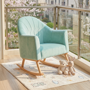 Sillón Mecedora Individual de Diseño Moderno en Madera Maciza y Tela, Ecológico, Modular, de Gran Venta para Hogar, Oficina y Sala de Estar - Product Image 1