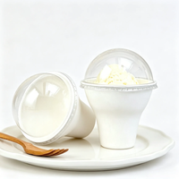 Gobelets à crème glacée biodégradables avec couvercles - Contenants à dessert jetables écologiques pour yaourts glacés, smoothies et glaces pilées