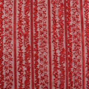 قماش الزفاف الترتر الأحمر صافي تول لؤلؤ فستان الزفاف النسيج - Product Image 2