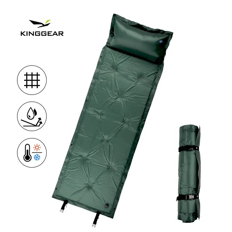 Leichtes 190T Polyester im Freien mit PVC-beschichteter Camping Foam Matratze tragbare faltbare selbst aufblasende Camping matte