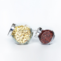 Bouteilles en verre transparentes plates de type fût avec couvercle métallique brillant pour le stockage d'ingrédients et d'assaisonnements, tailles familiales : 50 ml, 100 ml, 180 ml, 380 ml, 480 ml